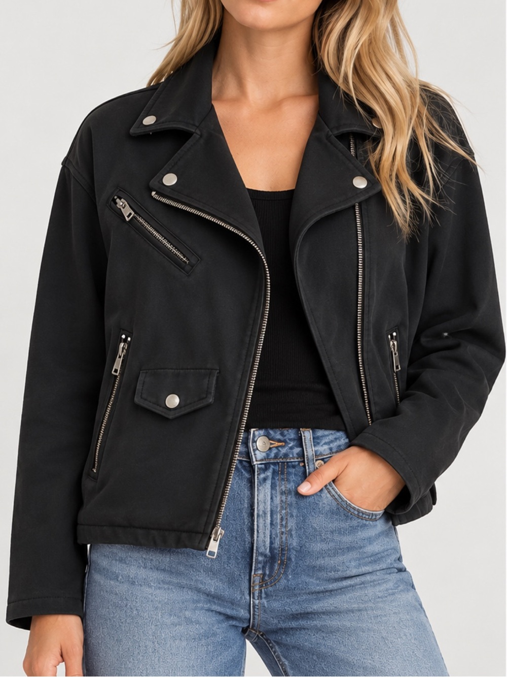 Vintage Havana Black Moto Jacket